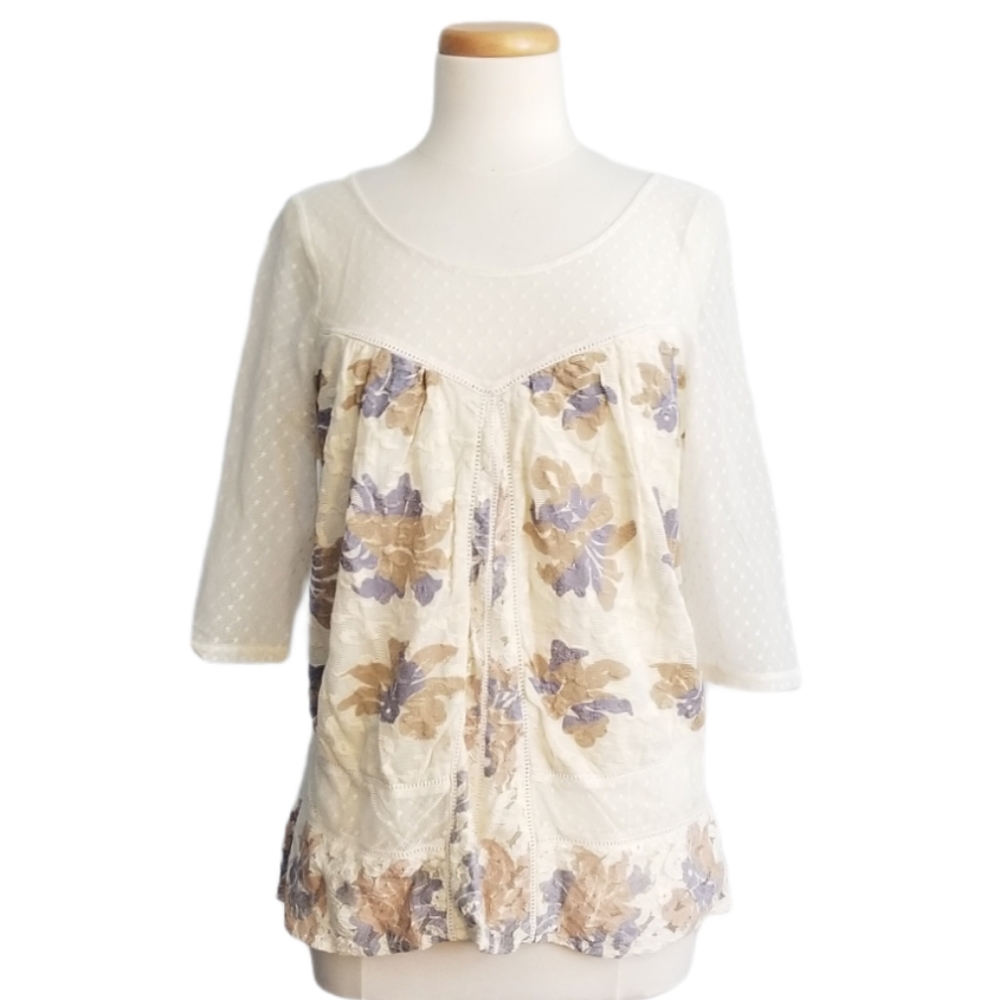 Anthro Floral Lace Top
